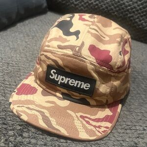 Supreme Tan & Maroon Desert Camo Box Logo 5-Panel Cap